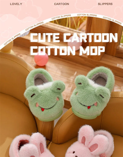 New Children's Cartoon Animals Wrap Plush Slippers Soft Sole Non-slip Winter Warm Baby Boys Girls Indoor Home Cotton Shoes