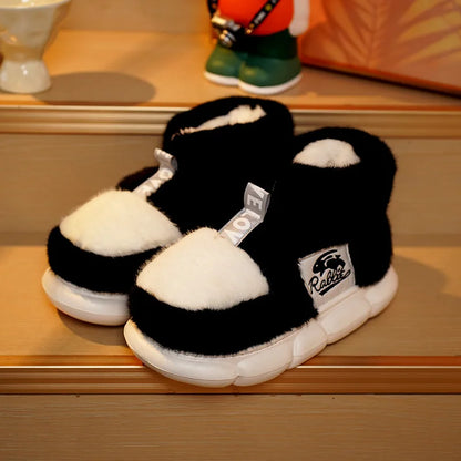 Women Warm Cotton Shoes Couples Winter Home Slippers Soft Plush Thick Sole Fluffy Footwear Female Male Indoor Street Snow Boots