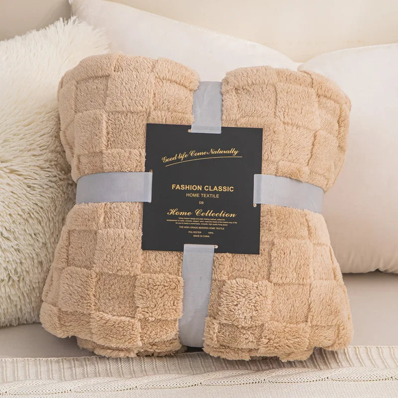 Plaid waffle jacquard 4 saisons — Texture naturelle & chaleur modulable