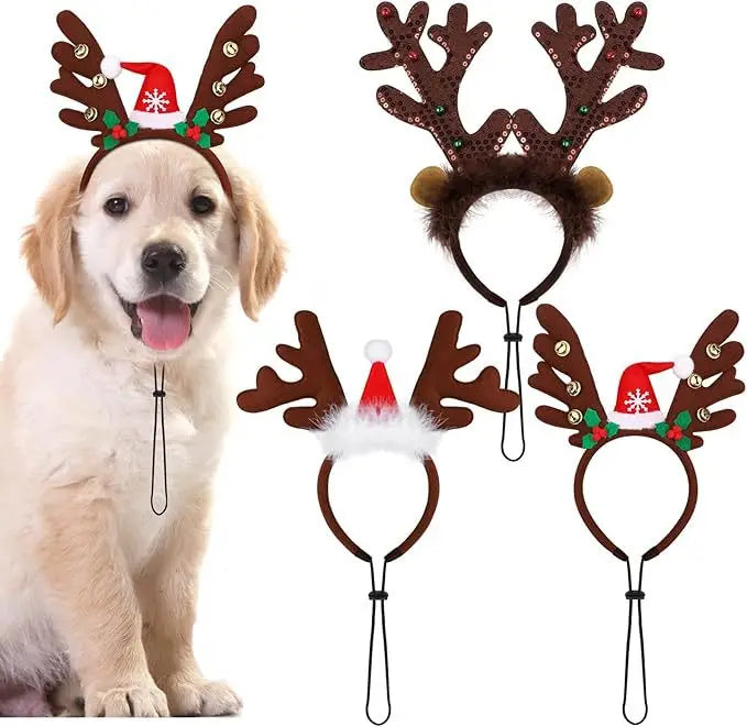 Christmas Pet Headband Reindeer Antlers for Dogs Cats Adjustable Festival Party Headband Small Medium Large Pets Accessories