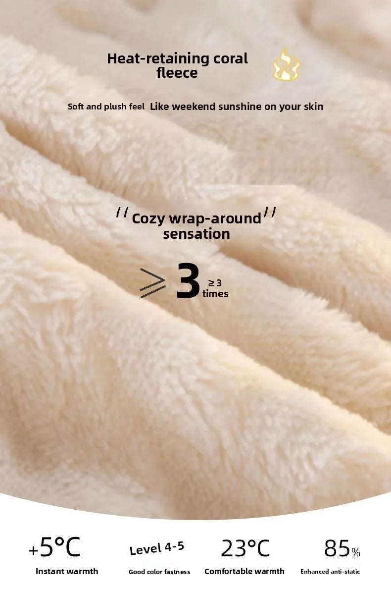 Winter Plush Fleece Thickened Flannel Sleepwear Set Women's Home Clothes Warm Cozy Breathable Long Sleeve Long Pants Home Lei...