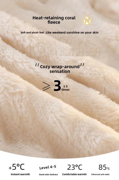 Winter Plush Fleece Thickened Flannel Sleepwear Set Women's Home Clothes Warm Cozy Breathable Long Sleeve Long Pants Home Lei...