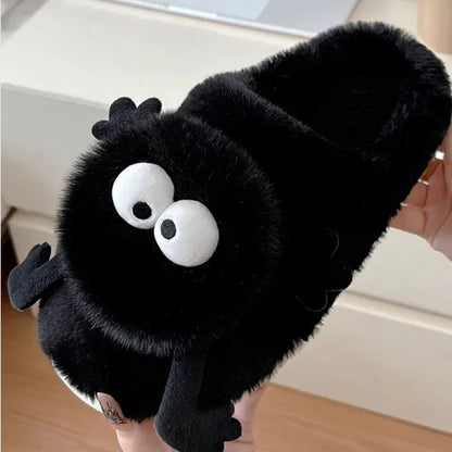 New Funny Slippers Women Plush Shoes Soft Bottom Home Cotton Shoes Woman Flip Flops Cute Cartoon Girls Furry Slippers
