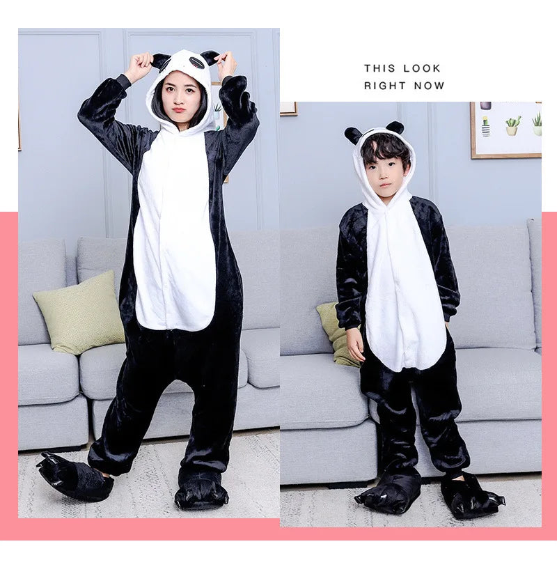 Kigurumi Animal Pajamas Unisex Adults Panda Cartoon Onesies Pyjamas Halloween Christmas Family Party Homewear Costumes
