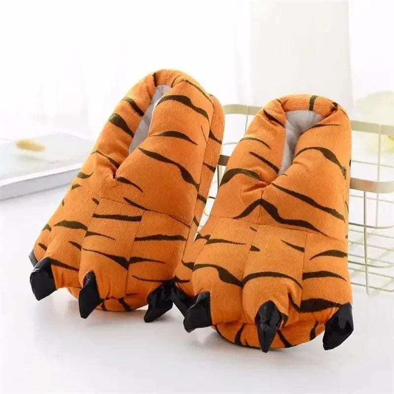 Winter Soft Warm Monster Dinosaur Paw Funny Slippers for Men Women Kids Parent-child Home House Slipper Shoes Room Cotton Shoes