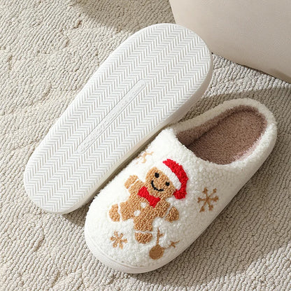 Christmas Slippers Women's Men Home Bedroom Shoes Winter Men's Female Indoor Plush Soft Fluffy Living Room Floor Flip Flops