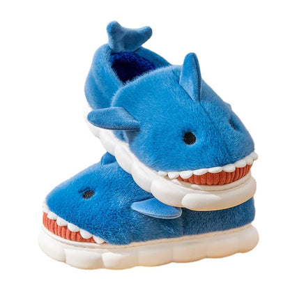 Warm Anti-Slip Plush Slippers Shark Style Women's Winter Home Wear Outdoor Fashionable Cotton Shoes Men's Comfortable Slip-On
