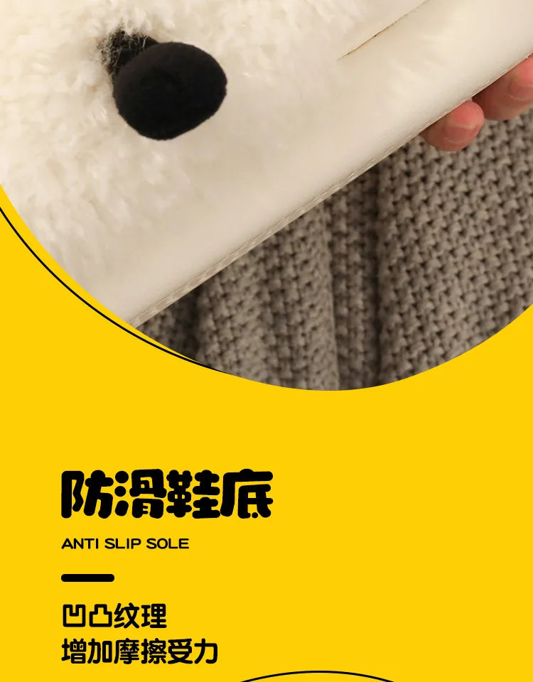 Ladies Fall Fluffy Slipper Women White Sheep Animal flip flops Winter Warm Cartoon Kawaii Soft Plush Indoor Home Shoes Gift