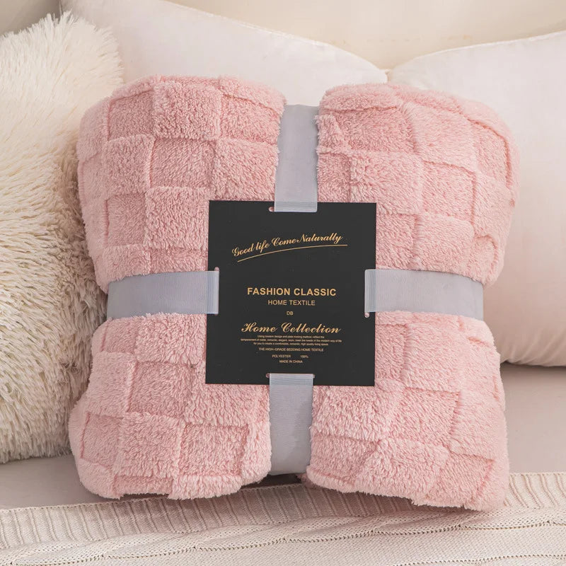 Plaid waffle jacquard 4 saisons — Texture naturelle & chaleur modulable