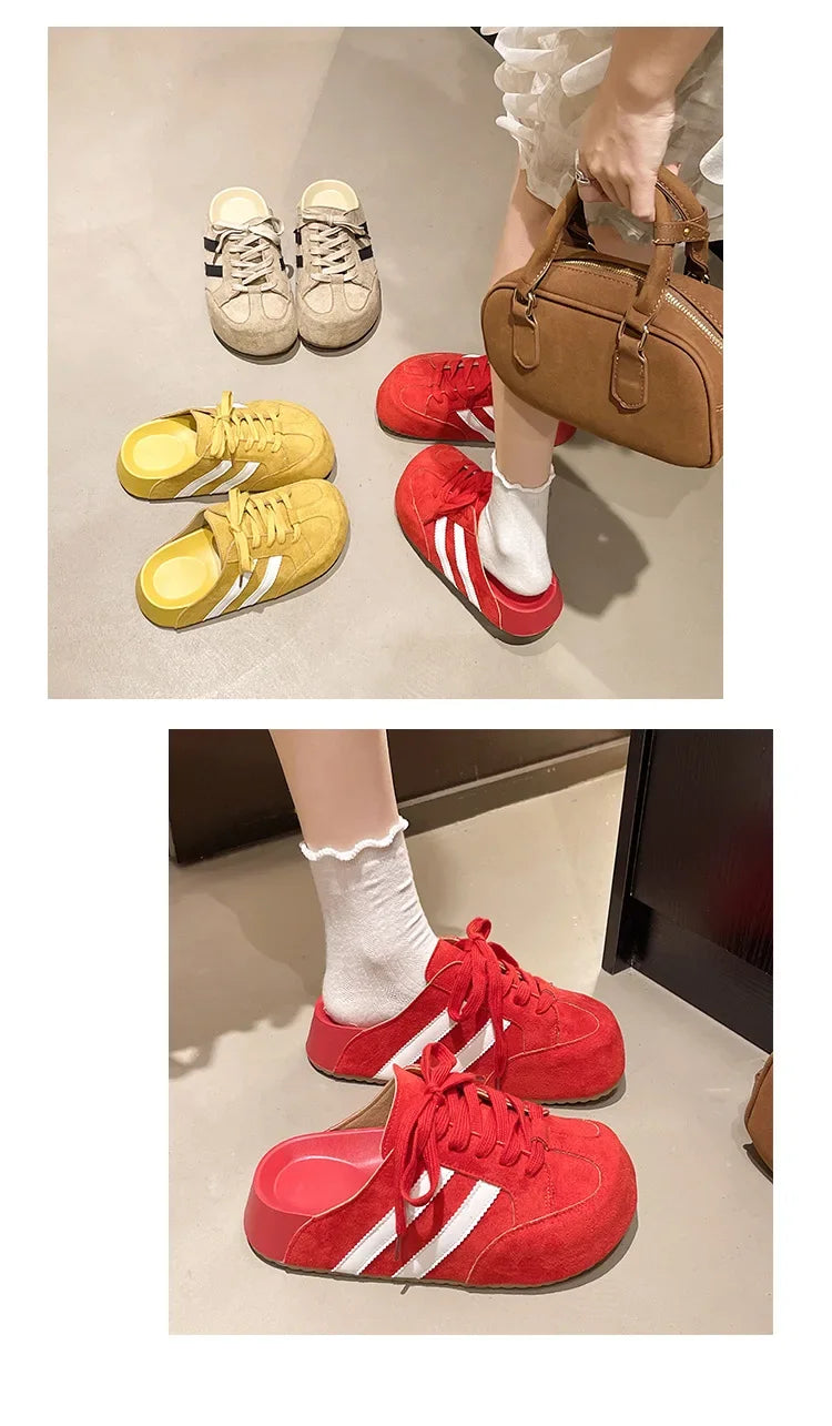 Birkent Women's Summer Outdoor Casual Slip-On Half Slippers Retro Heightening Knot Lazy Trainer Rubber Bottom Shoes