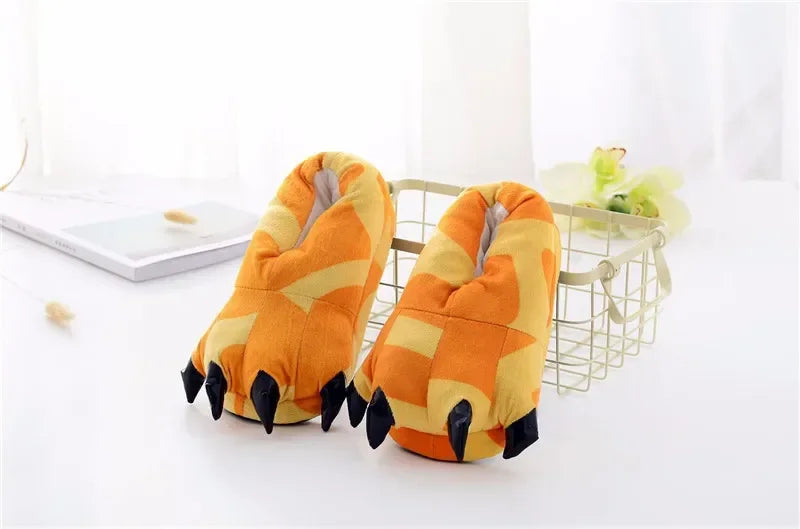 Winter Soft Warm Monster Dinosaur Paw Funny Slippers for Men Women Kids Parent-child Home House Slipper Shoes Room Cotton Shoes