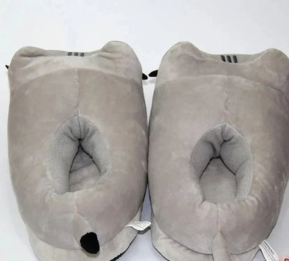 Cartoon Full Covered Cat Slippers Warm Winter Slides Soft Plush Doll Indoor Cute Anime Bedroom Shoes For Man Woman Home Use