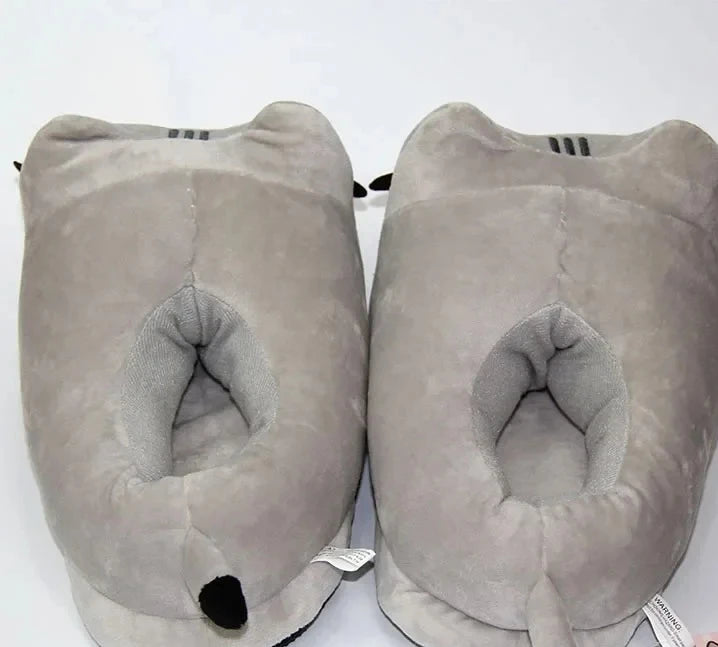 Cartoon Full Covered Cat Slippers Warm Winter Slides Soft Plush Doll Indoor Cute Anime Bedroom Shoes For Man Woman Home Use