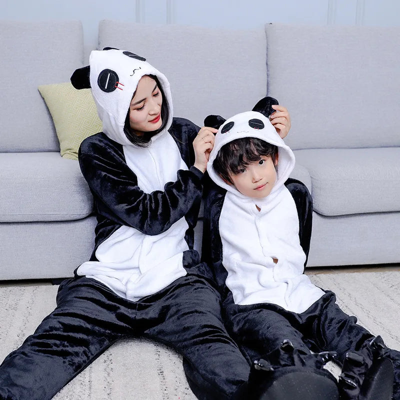 Kigurumi Animal Pajamas Unisex Adults Panda Cartoon Onesies Pyjamas Halloween Christmas Family Party Homewear Costumes