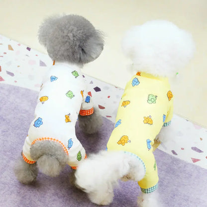 Striped Pet Dog Jumpsuit Spring Autumn Medium Small Dog Clothes Cute Bear Pattern Pet Pajamas Kitten Puppy Sweatshirt Dog Coat
