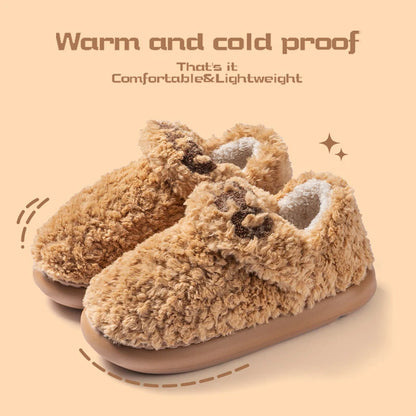 Cotton slippers for women, autumn and winter indoor home, soft bottom for warmth, plush cotton slippers for women, winter
