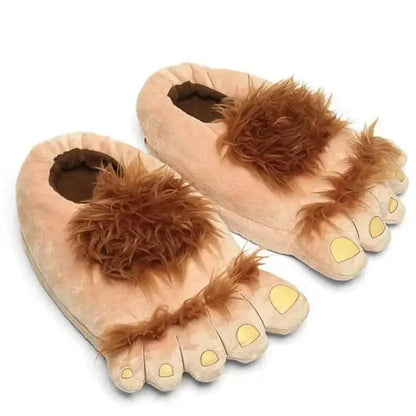 Creative Hobbit Plush Cotton Slippers Men's Large Size Home Use Gift Thick Bottom Warm Shoes Soft Home Slippers for Men