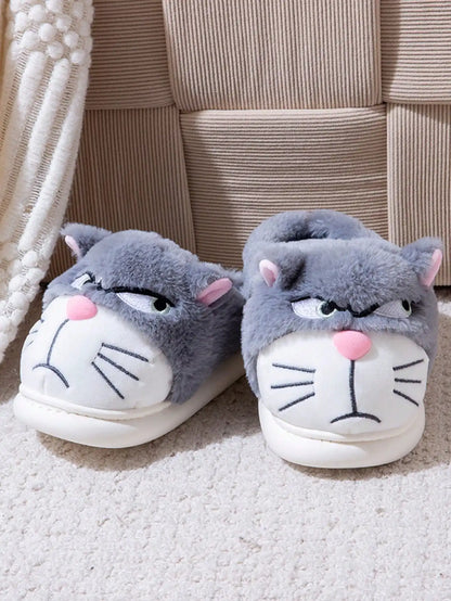 Men's Home Slippers New Cotton Slippers Couple Winter New Cute Cat Home Warm, Comfortable, Breathable Thick Bottom Thick Cotton