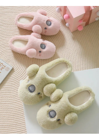 Gacimy Winter Plush Slippers For Women Cute Milk Cow Fluffy Cotton Shoes Girls Fashion Cartoon Indoor Warm Comfortable Slippers