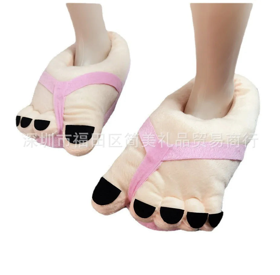 Creative Hobbit Plush Cotton Slippers Men's Large Size Home Use Gift Thick Bottom Warm Shoes Soft Home Slippers for Men