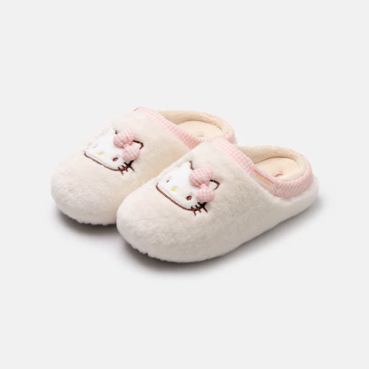 Autumn Winter Hello Kitty Slippers For Women Plush Kawaii Cute Sanrio Home Warm Cotton Slippers Cartoon Home Indoor Shoes Gifts