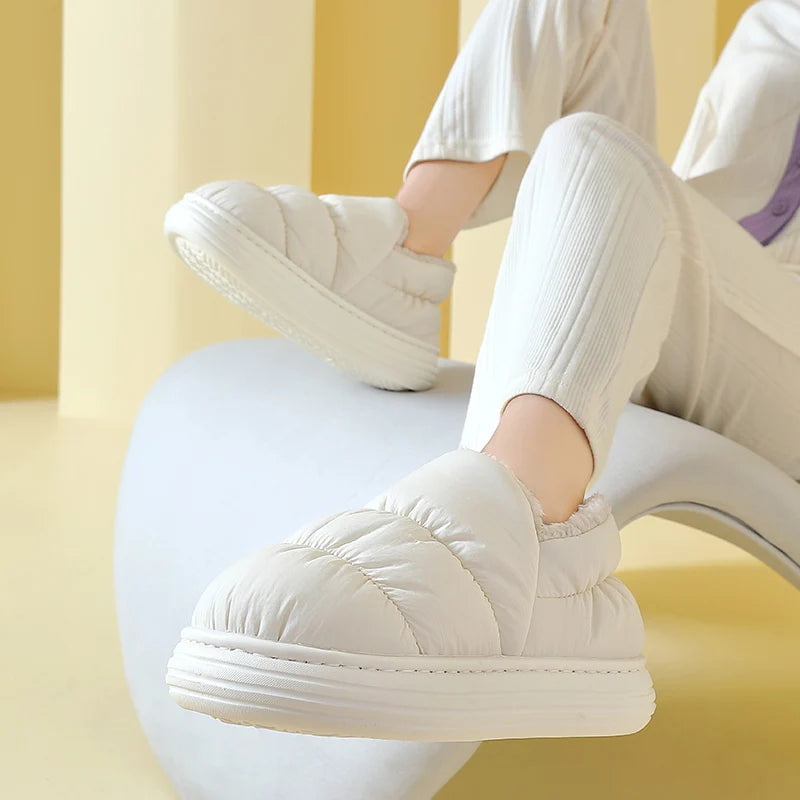 Winter Warm Thick Furry Women Ankle Boots Indoor Plush Slippers Ladies Men Outside Home Cotton Shoes