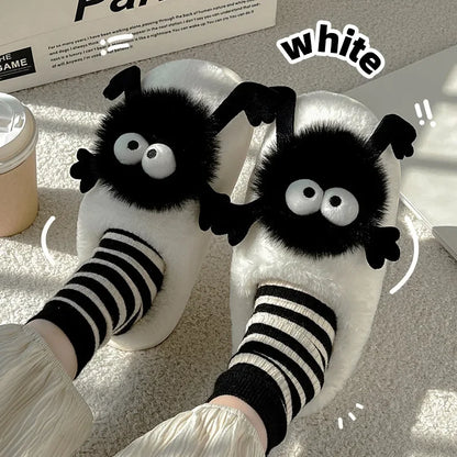 New Funny Slippers Women Plush Shoes Soft Bottom Home Cotton Shoes Woman Flip Flops Cute Cartoon Girls Furry Slippers
