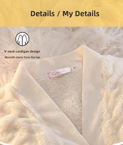 Winter Plush Fleece Thickened Flannel Sleepwear Set Women's Home Clothes Warm Cozy Breathable Long Sleeve Long Pants Home Lei...