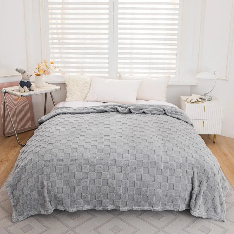 Plaid waffle jacquard 4 saisons — Texture naturelle & chaleur modulable