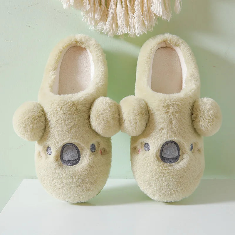 Gacimy Winter Plush Slippers For Women Cute Milk Cow Fluffy Cotton Shoes Girls Fashion Cartoon Indoor Warm Comfortable Slippers