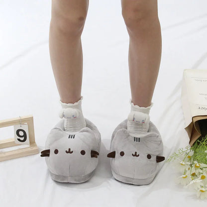 Pusheen Fat Cat Cartoon Plush Slippers All-Inclusive Cat Cotton Shoes Home Warm And Lovely Drag Meow To Touch Surroundings Gifts