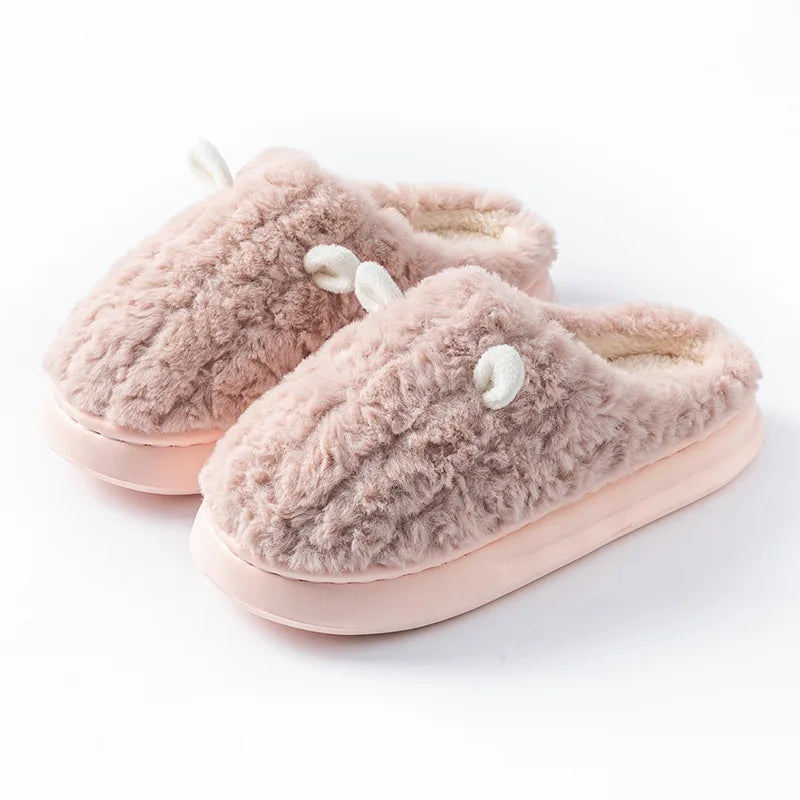 Women's Winter Slippers - Plush Fleece-Lined House Shoes, Warm Indoor/Outdoor Cotton Slippers with Non-Slip Sole