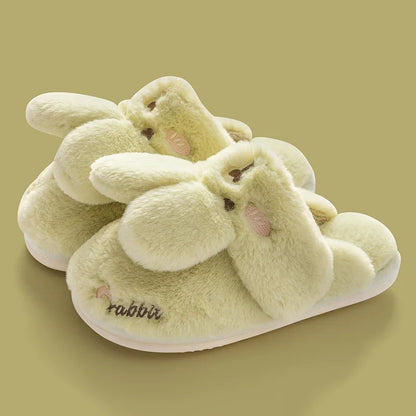 Women Winter Home Slippers Non-Slip Soft Warm House Shoes Men Ladies Indoor Bedroom Couples Cartoon Rabbit Bear Floor Slides