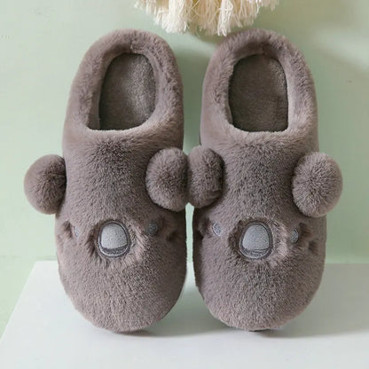 Gacimy Winter Plush Slippers For Women Cute Milk Cow Fluffy Cotton Shoes Girls Fashion Cartoon Indoor Warm Comfortable Slippers