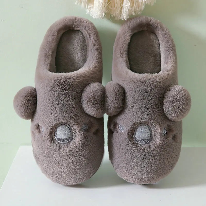 Gacimy Winter Plush Slippers For Women Cute Milk Cow Fluffy Cotton Shoes Girls Fashion Cartoon Indoor Warm Comfortable Slippers