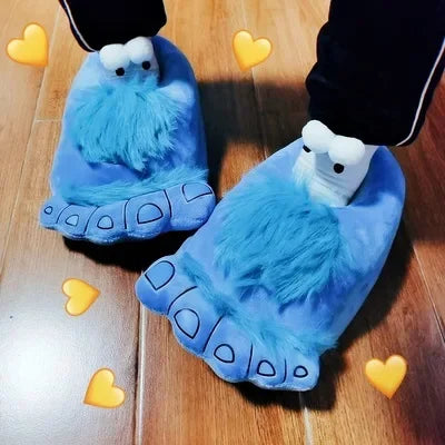 Creative Hobbit Plush Cotton Slippers Men's Large Size Home Use Gift Thick Bottom Warm Shoes Soft Home Slippers for Men