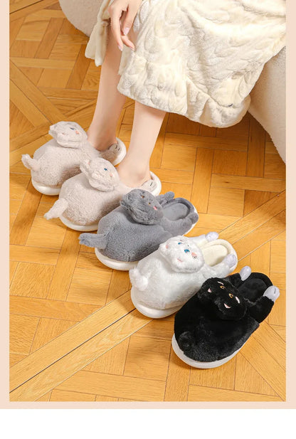 Gacimy Winter Plush Slippers For Women Cute Milk Cow Fluffy Cotton Shoes Girls Fashion Cartoon Indoor Warm Comfortable Slippers