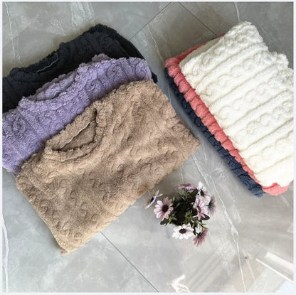 Autumn Winter Sweet Coral Fleece Pajamas Women Fleece-lined Thickened 2025 New Zip-up Flannel Warm Home Wear Set