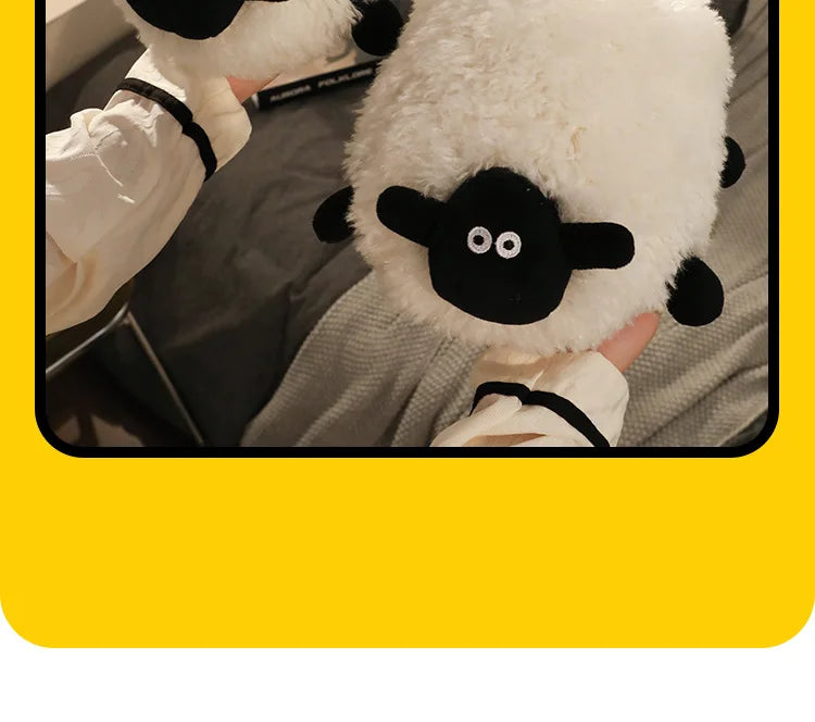 Ladies Fall Fluffy Slipper Women White Sheep Animal flip flops Winter Warm Cartoon Kawaii Soft Plush Indoor Home Shoes Gift