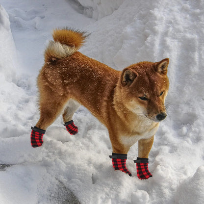 4Pcs Pet Socks Anti-Slip Warm Footwear Christmas Themed Dog Paw Protectors Christmas Themed Pet Socks Dog Paw Protection