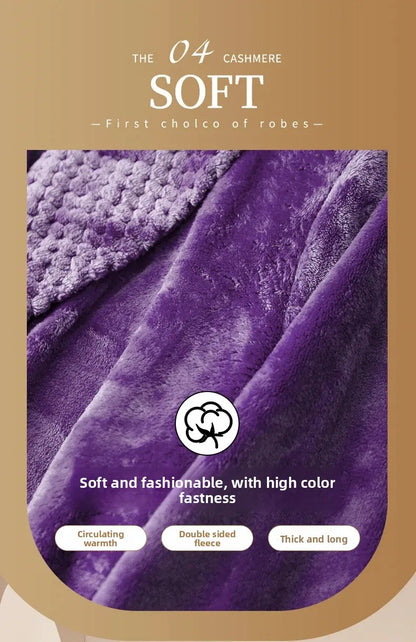 Couple's Oversize Plush Robe Coral Fleece Sleepwear Autumn Winter Home Comfortable Bathrobe for Men And Women