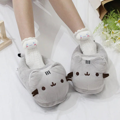 Pusheen Fat Cat Cartoon Plush Slippers All-Inclusive Cat Cotton Shoes Home Warm And Lovely Drag Meow To Touch Surroundings Gifts