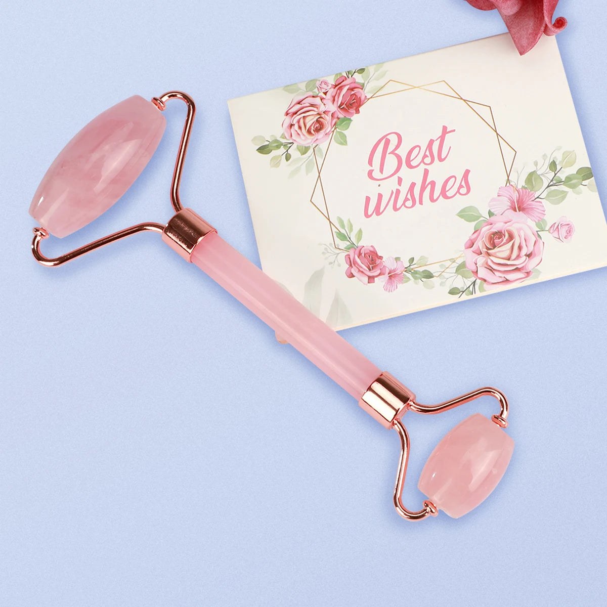 1 pc Rose Quartz Jade Roller Used For Facial Care And Skin Improvement Facial Beauty Roller Relieve Fine Line and Wrinkles Relax