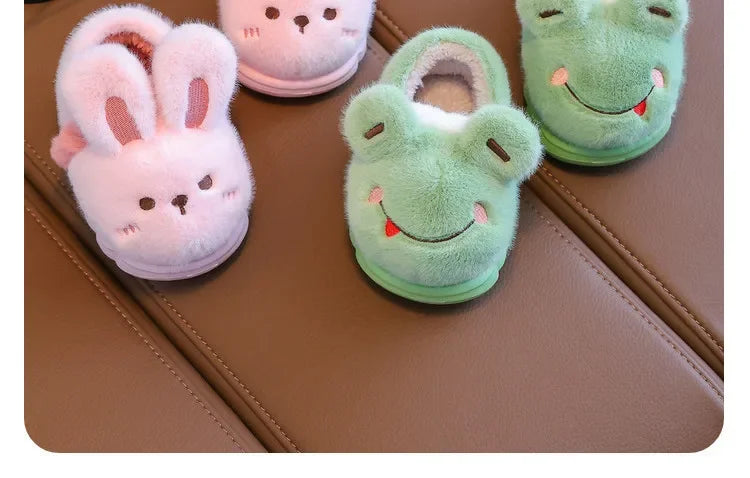 Thickened Cotton Slippers for Children Indoor Outdoor Home Wear Warm Booties with Heel for Boys And Girls in Winter