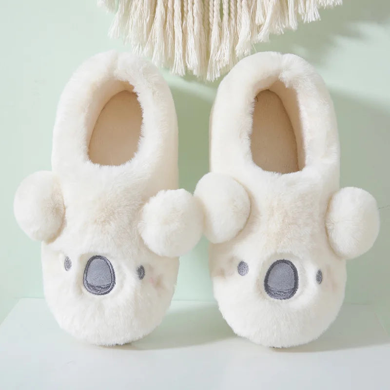 Gacimy Winter Plush Slippers For Women Cute Milk Cow Fluffy Cotton Shoes Girls Fashion Cartoon Indoor Warm Comfortable Slippers