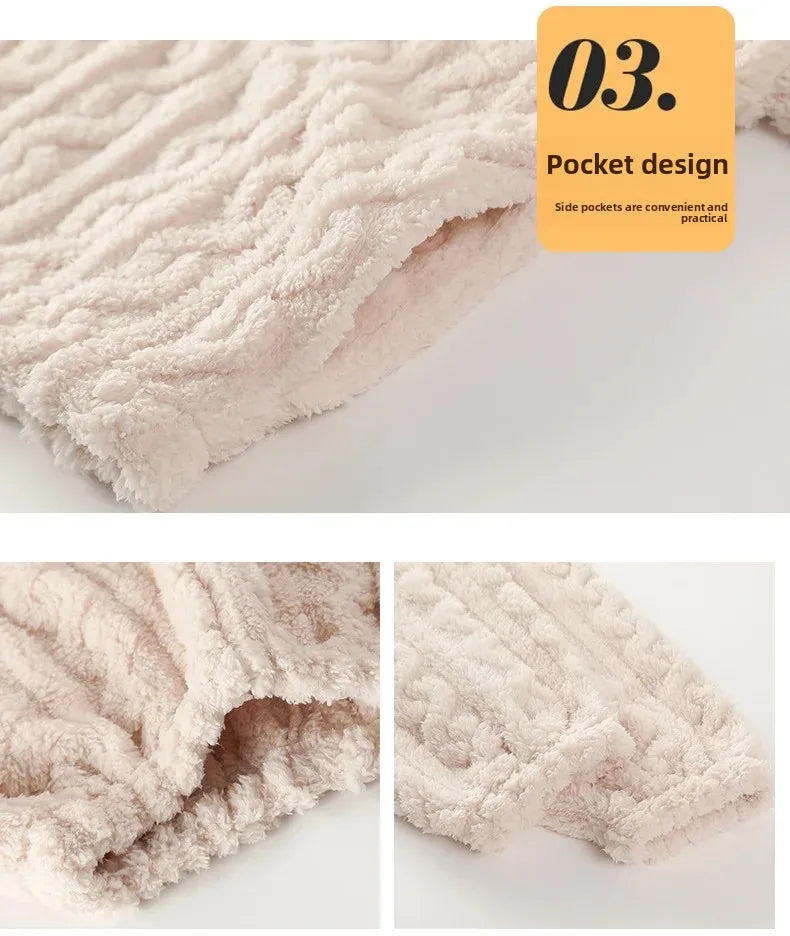 Thickened Coral Fleece Long Sleeve Sleepwear for Couples Spring Autumn Winter Flannel Warm Home Clothes Men Women Winter Home Py