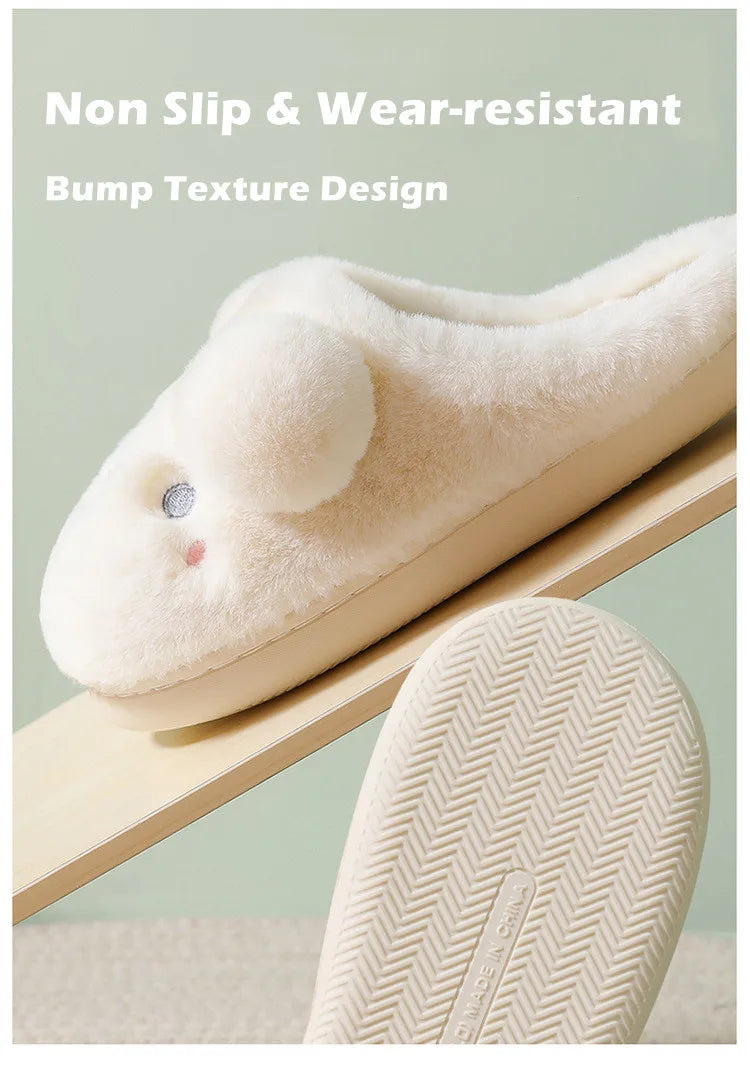 Gacimy Winter Plush Slippers For Women Cute Milk Cow Fluffy Cotton Shoes Girls Fashion Cartoon Indoor Warm Comfortable Slippers