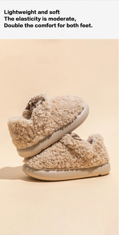 Cotton slippers for women, autumn and winter indoor home, soft bottom for warmth, plush cotton slippers for women, winter