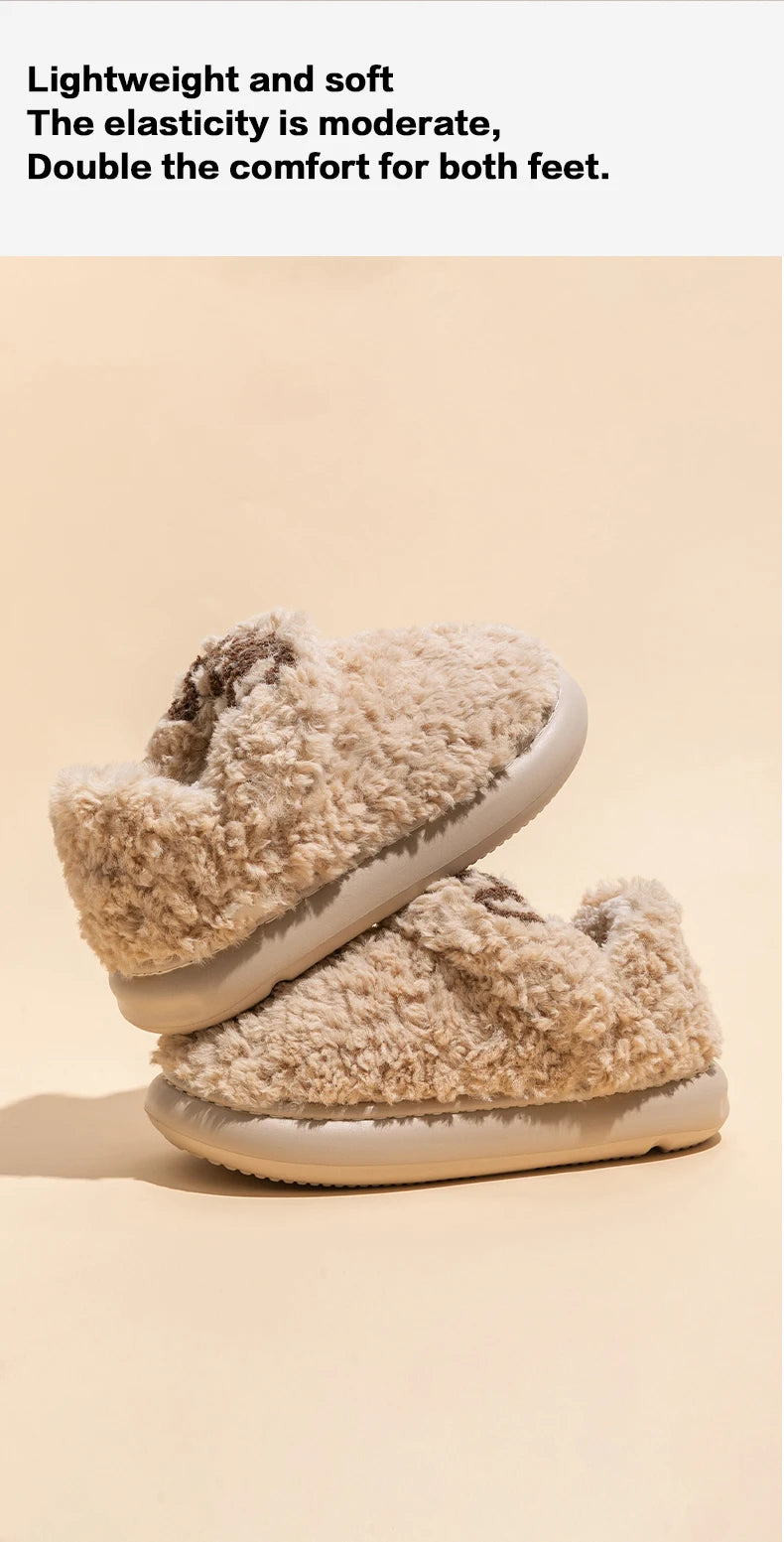 Cotton slippers for women, autumn and winter indoor home, soft bottom for warmth, plush cotton slippers for women, winter