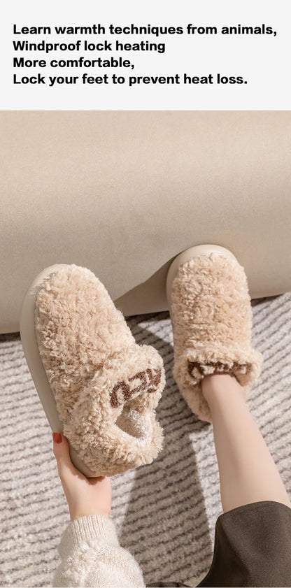 Cotton slippers for women, autumn and winter indoor home, soft bottom for warmth, plush cotton slippers for women, winter